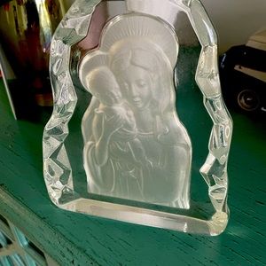Glass Mother Mary and child statue